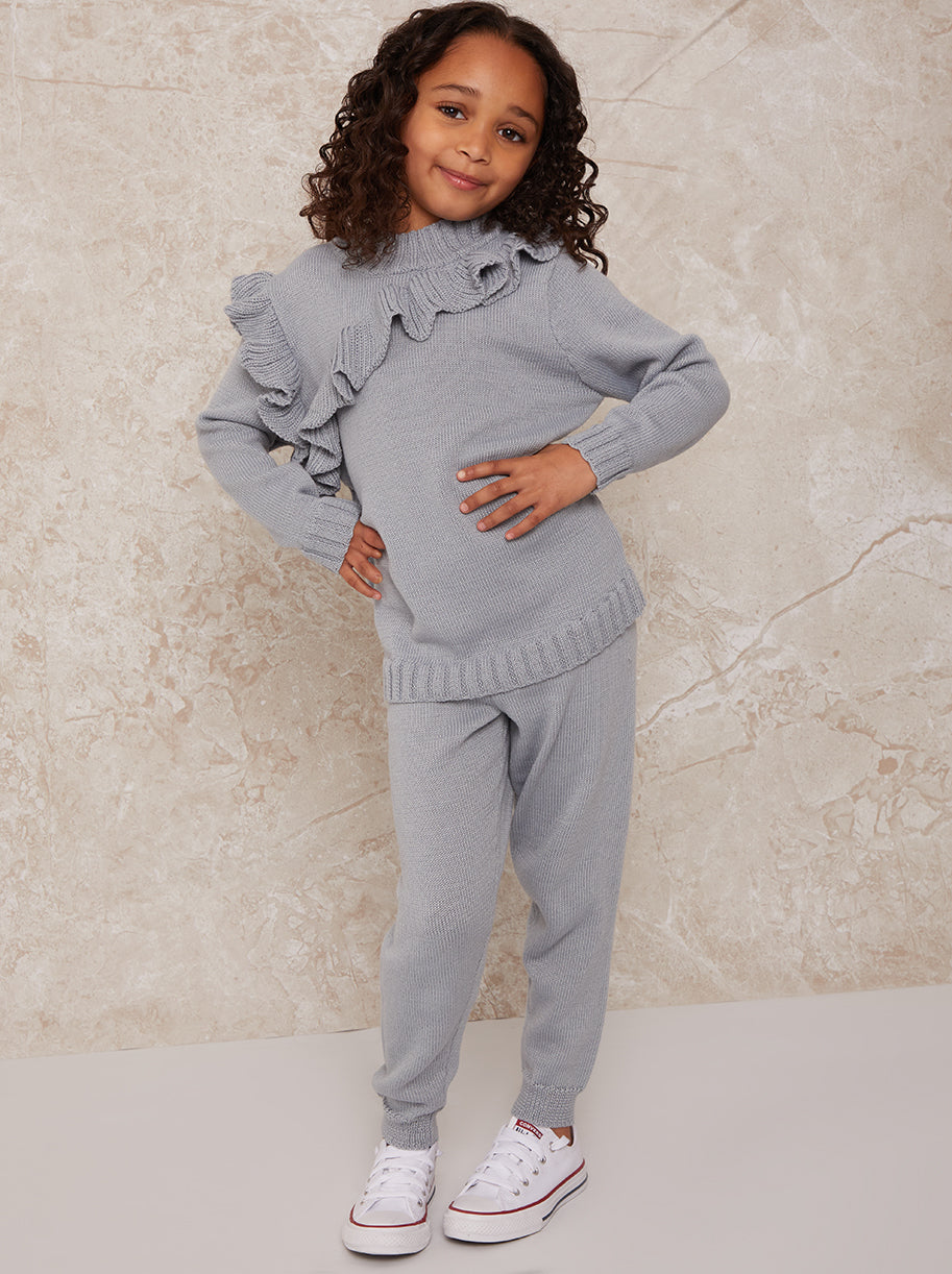 Chi Chi 2 Piece Ruffle Detail Lounge Set in Blue, Medium