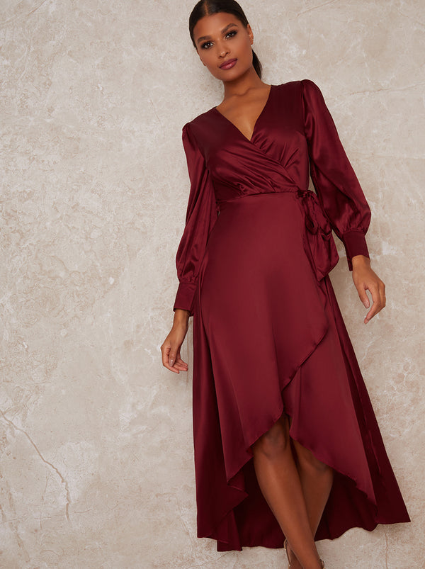 long red wrap dress Big sale - OFF 73%