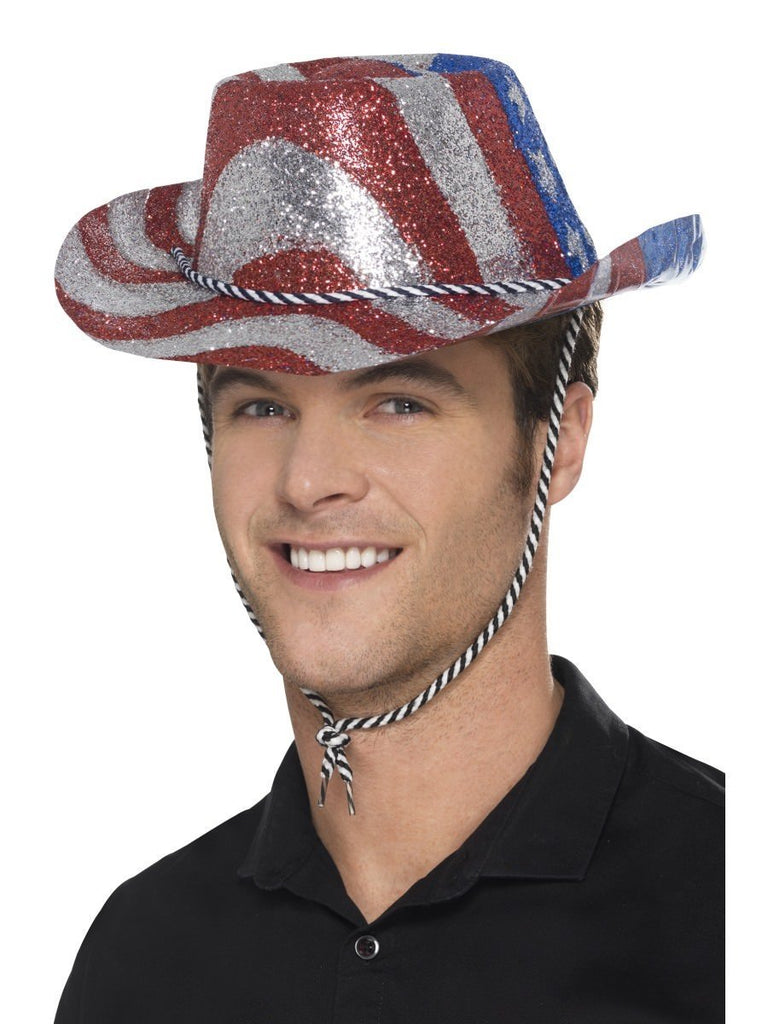 Cowboy Glitter Hat& Stars/Stripes& Adult& PVC Smiffys fancy dress ...