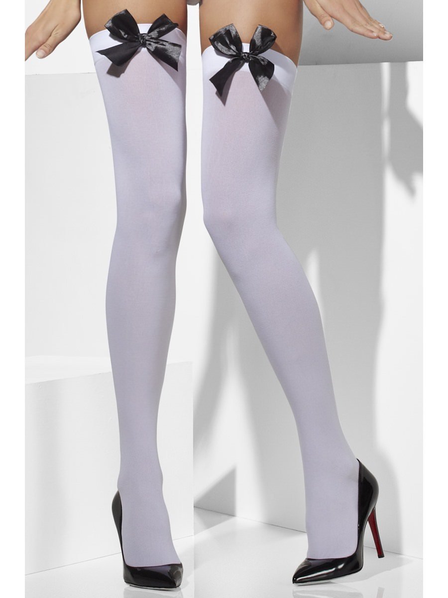 HoldUps White Opaque With Black Bows Escapade