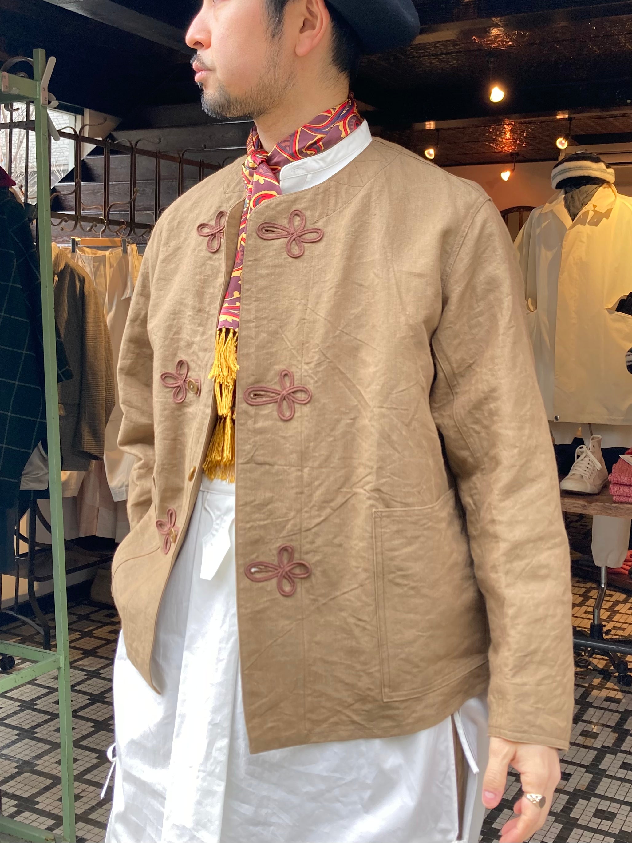 数量は多い CLANE NO COLLAR CHINA COAT チャイナ コート オレンジ