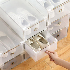 10pcs Foldable Clear Plastic Home Shoe Box Organiser Drawer Prettyge