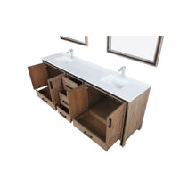 Lexora Ziva 84" Double Vanity, Cultured Marble Top, White Square Sink and 34" Mirrors w/ Faucet
