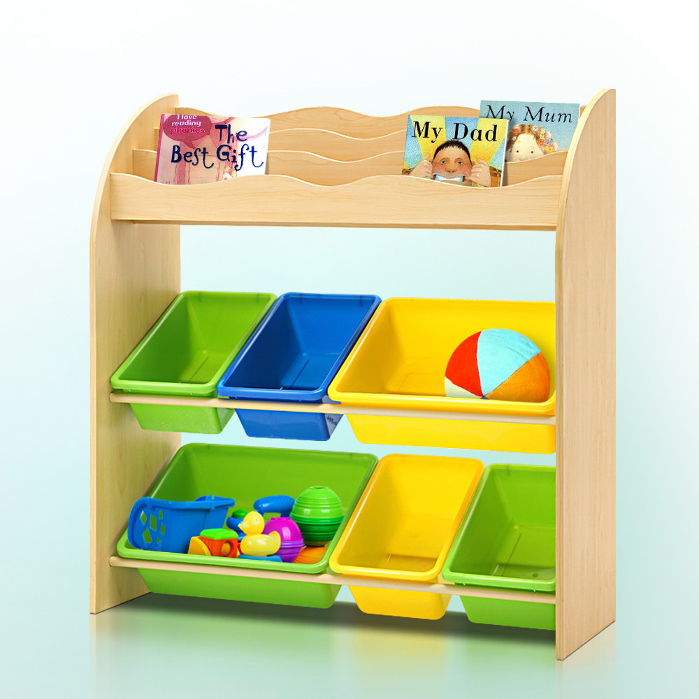 Artiss Kids Bookshelf Toy Box Bin Organizer Children Bookcase 3