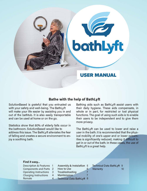 Bath lift, Bath lyft, User Manual 