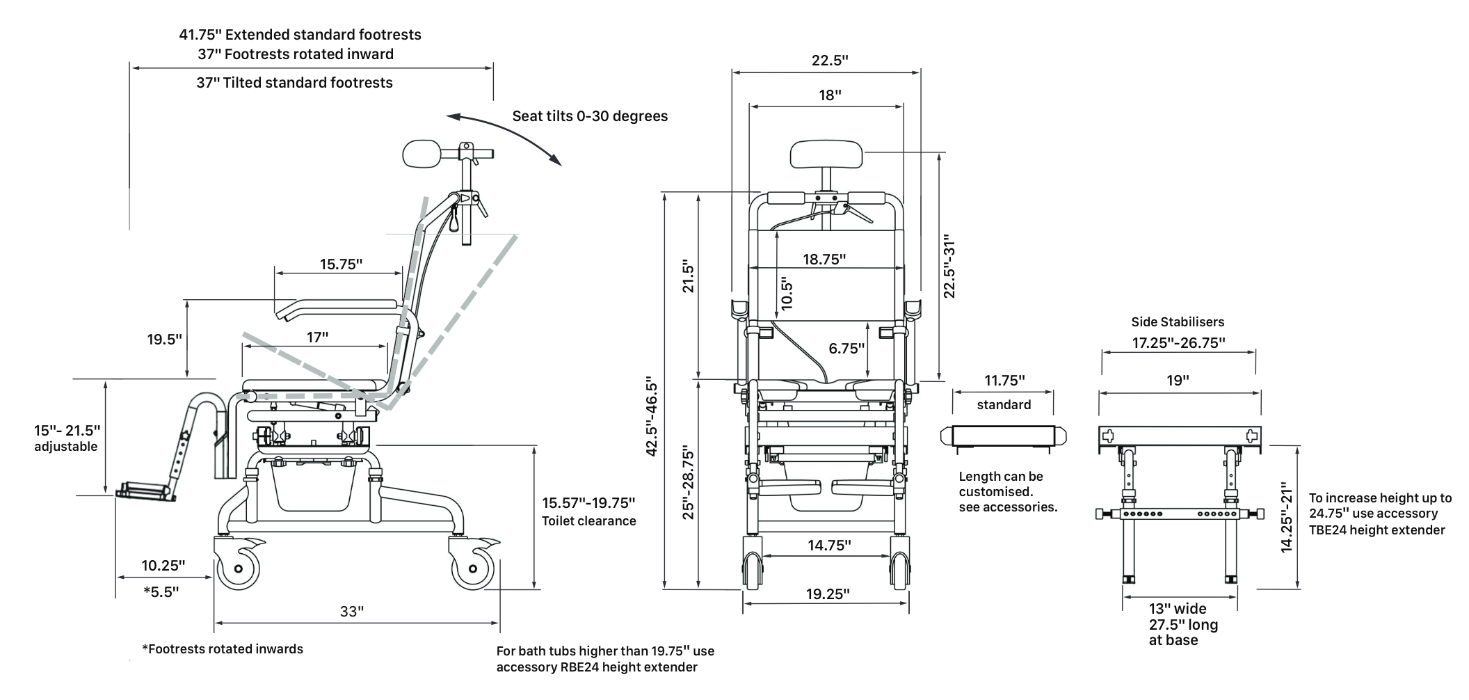 Shower buddy SB2T dimensions plan