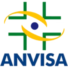 ANVISA logo featuring abstract green, blue, and yellow shapes.