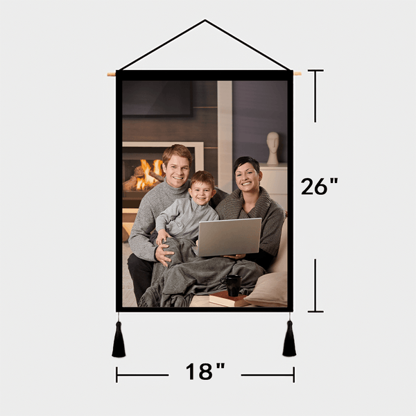 Custom Family Photo Tapestry - Wall Decor Hanging Fabric Painting Hanger Frame Poster