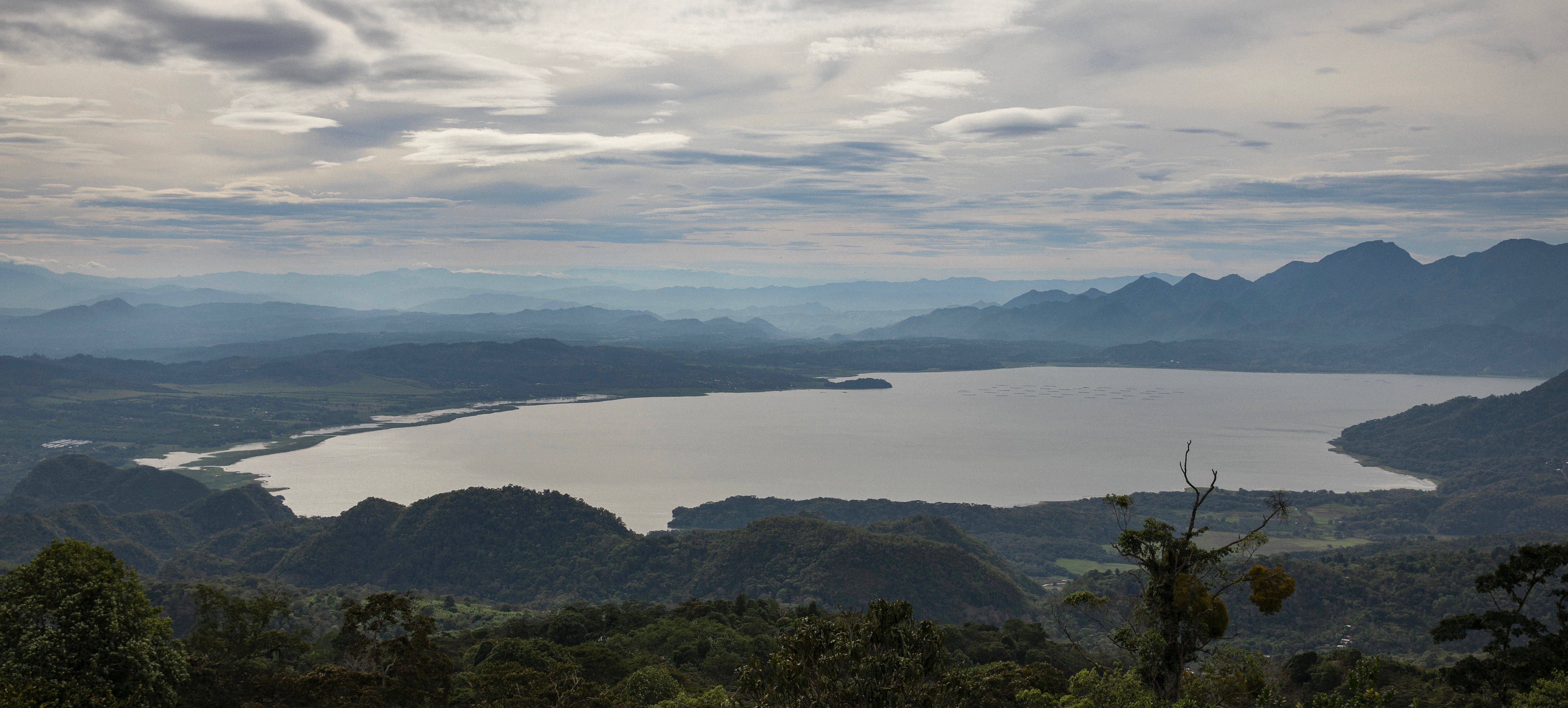 Lake Yojoa, the largest freshwater lake in Honduras, viewed from Santa Bárbara Mountain.