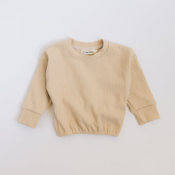 Ribbed Long-Sleeve Pullover - Sand