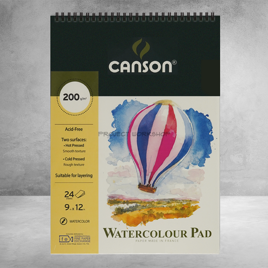 Canson Watercolor Pad 200gsm, 12x18in, 24sh – Project Workshop PH