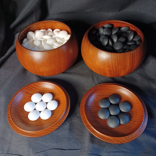 #C342 - Size 36 Go Stones (Snow) and Go Bowls (Keyaki) Set