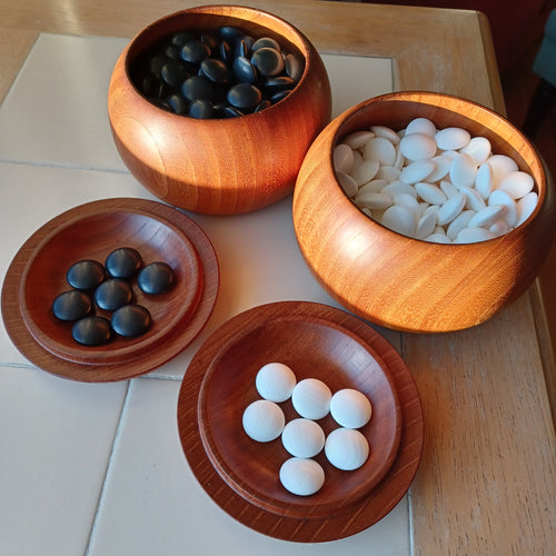 #C199 - Size 34 Slate and Shell Go Stones and Go Bowls Set - Moon - Keyaki