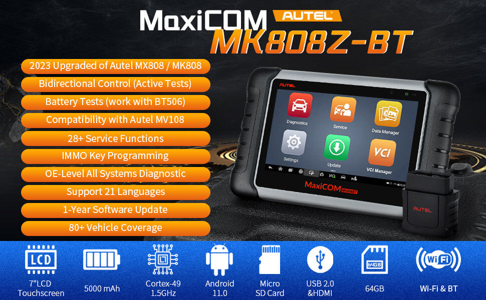 Autel MaxiCOM MK808Z-BT Car Diagnostic Scan Tool