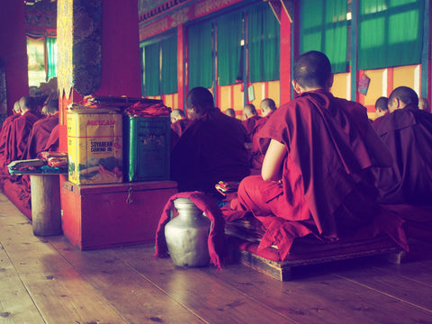 monks during ceremony  in nepal