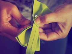 handstitching of a bow tie