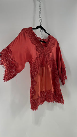 Moulinette Soeurs Vetements Silky Blouse with Thick Scalloped Lace Trim (XS) - The Thrifty Hippy