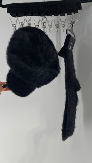 Urban Outfitters Black Fuzzy Newsboy Cap and Knee High Sock Set - The Thrifty Hippy