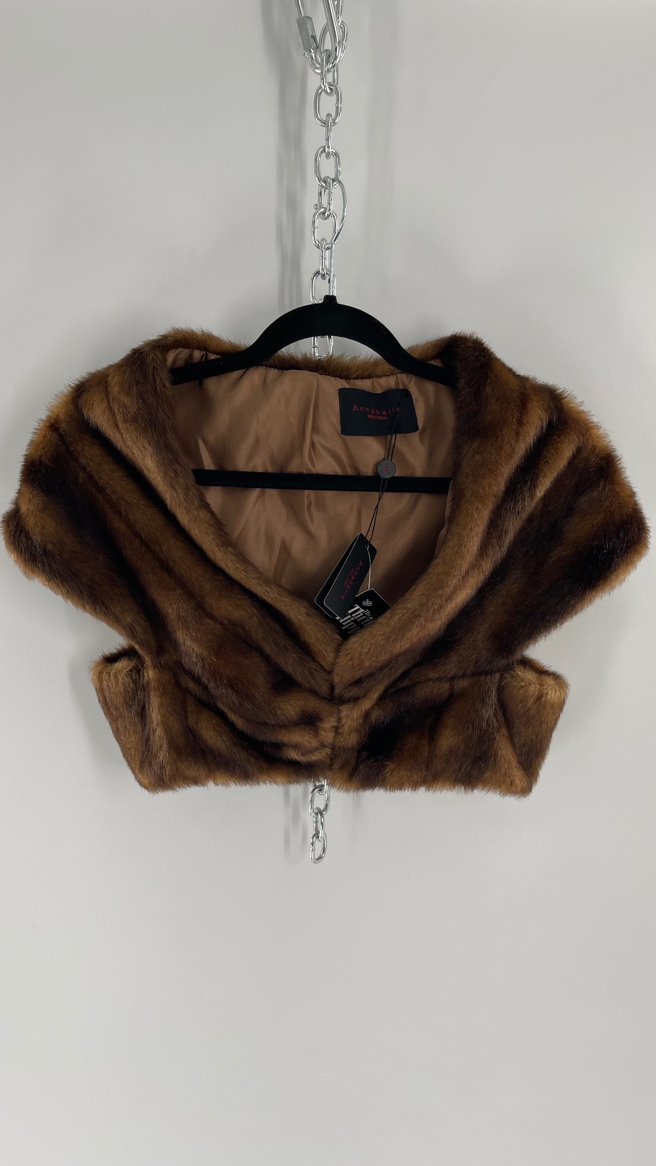Vintage Annabelle Faux Mink Shrug Hook Front Crop (Small)