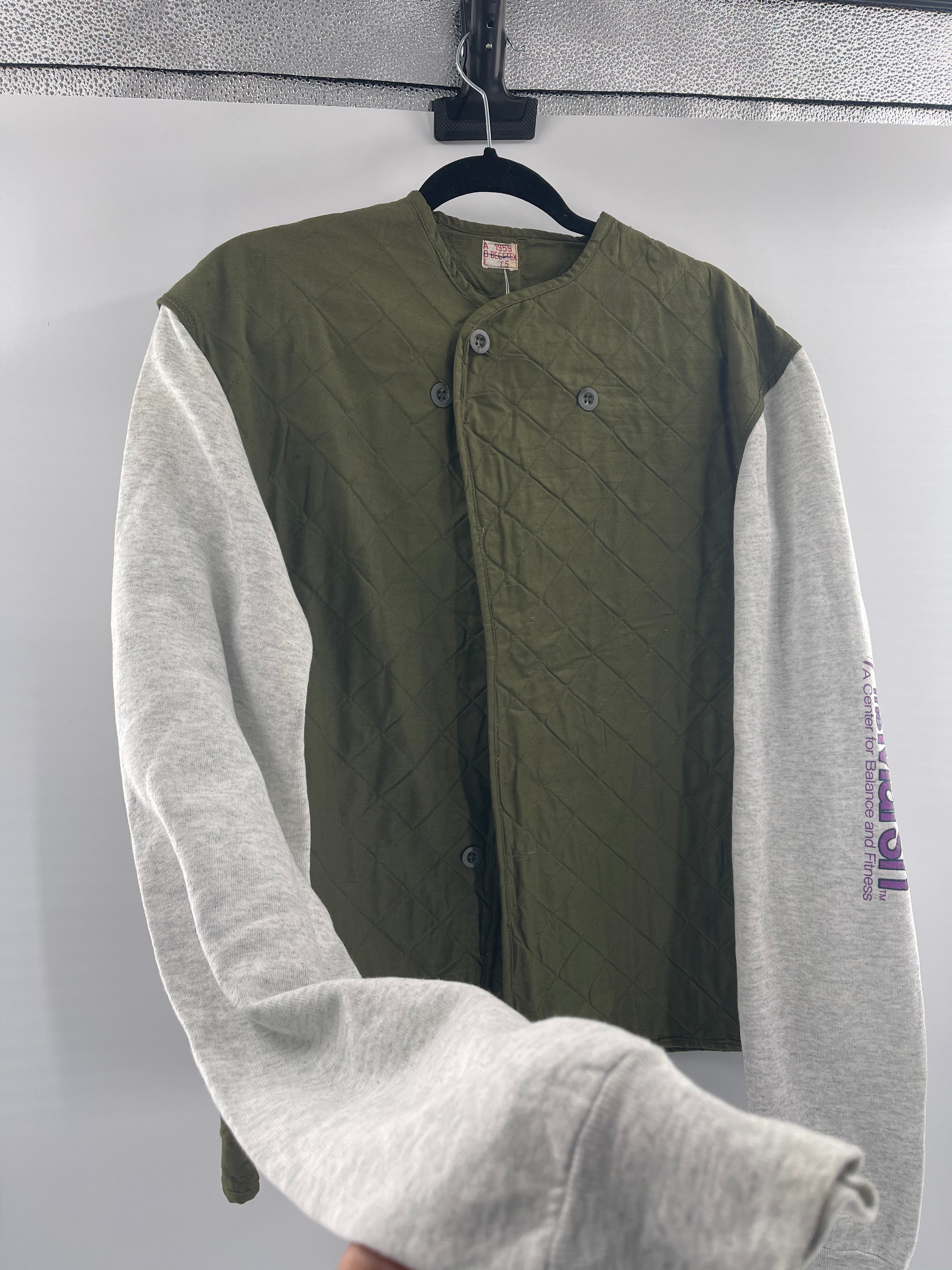 Urban Outfitters Renewal Olive Green With Gray Sleeves (Size L)