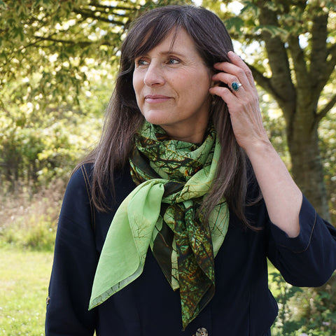 Grønt kvadratisk økologisk bomuldstørklæde