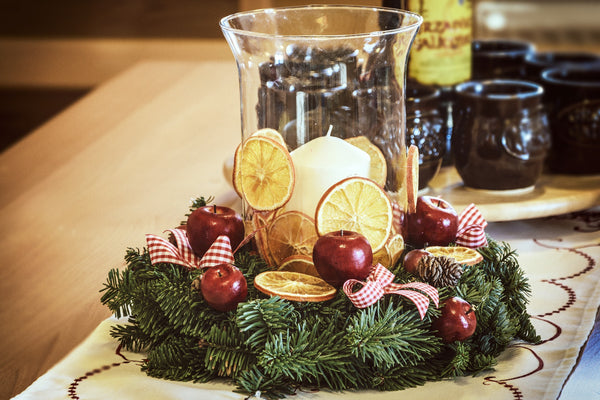 bocal en verre décoré pour noël