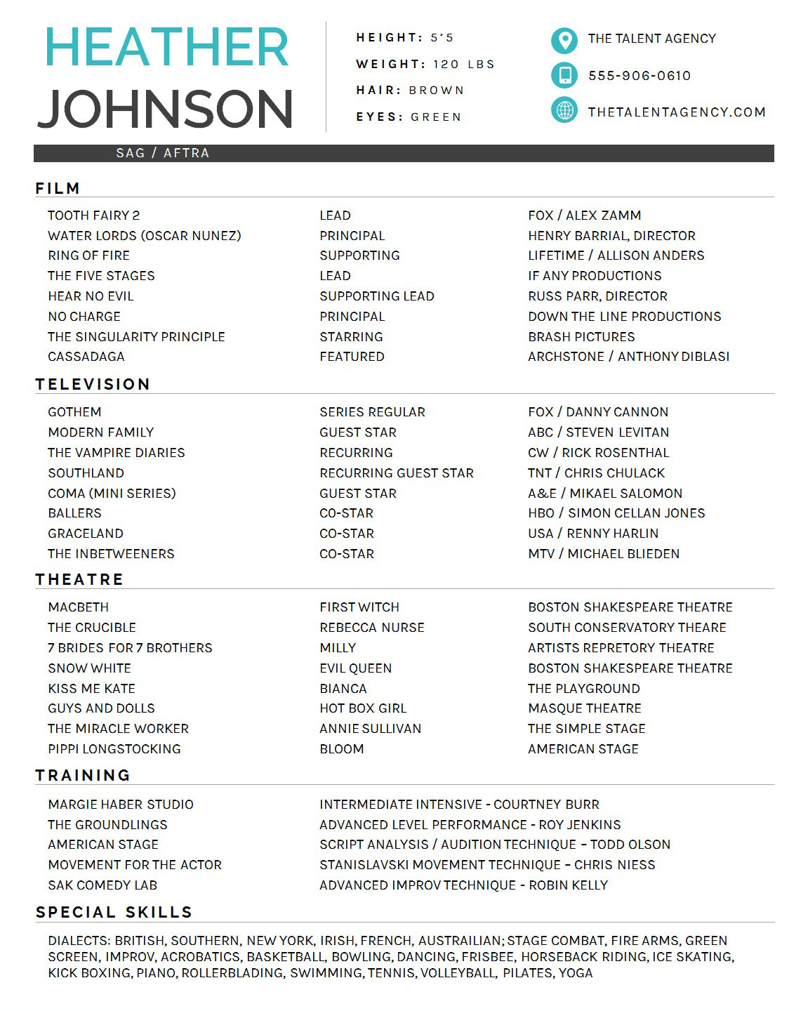 Acting Resume Template Actor Resume Acting Cv The Creative Actor