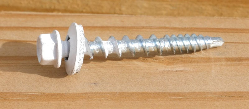 White Metal to Wood Roofing Screw