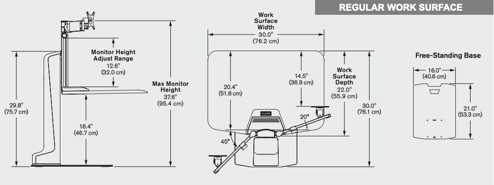 Winston-E Electric Sit-to-Stand Standard Workstation specifications