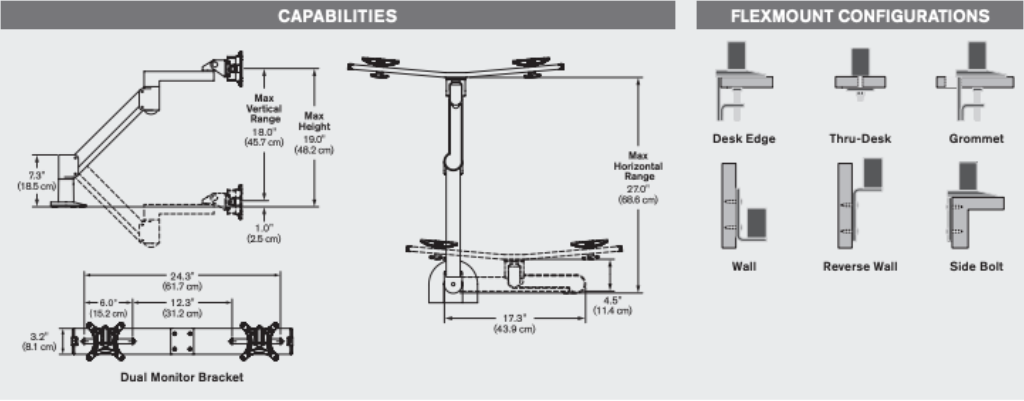 Innovative 7500 Deluxe Flat Panel Monitor Arm with 27 Reach