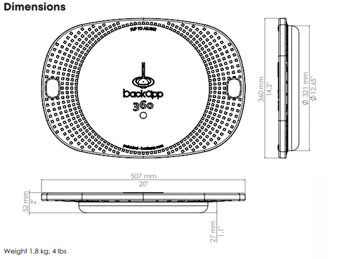 BACKAPP 360 MOTION BOARD DIMENSIONS