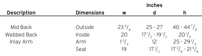 Davis Body Dimensions Mid Back