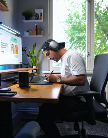 a worker working in his work from home setup