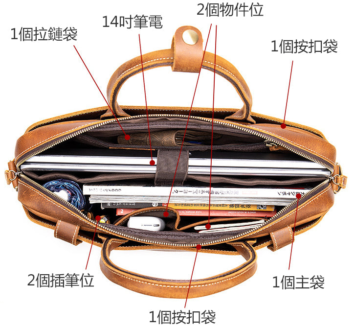 台灣李記皮具 李記 原創真皮手工 瘋牛皮 手作り本革 公事包 7375號 頭層牛皮包包 皮革 原創手工真皮 皮件