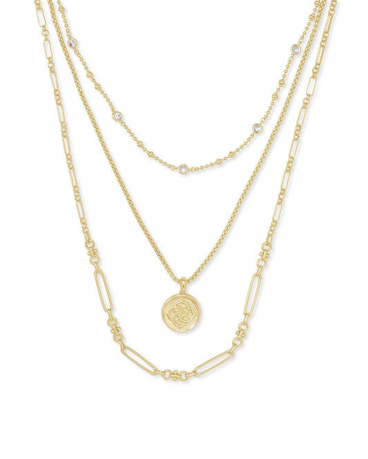 Medallion Coin Multi Strand Necklace in Gold | 4217709355