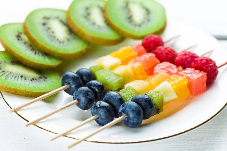 Rainbow fruit skewers