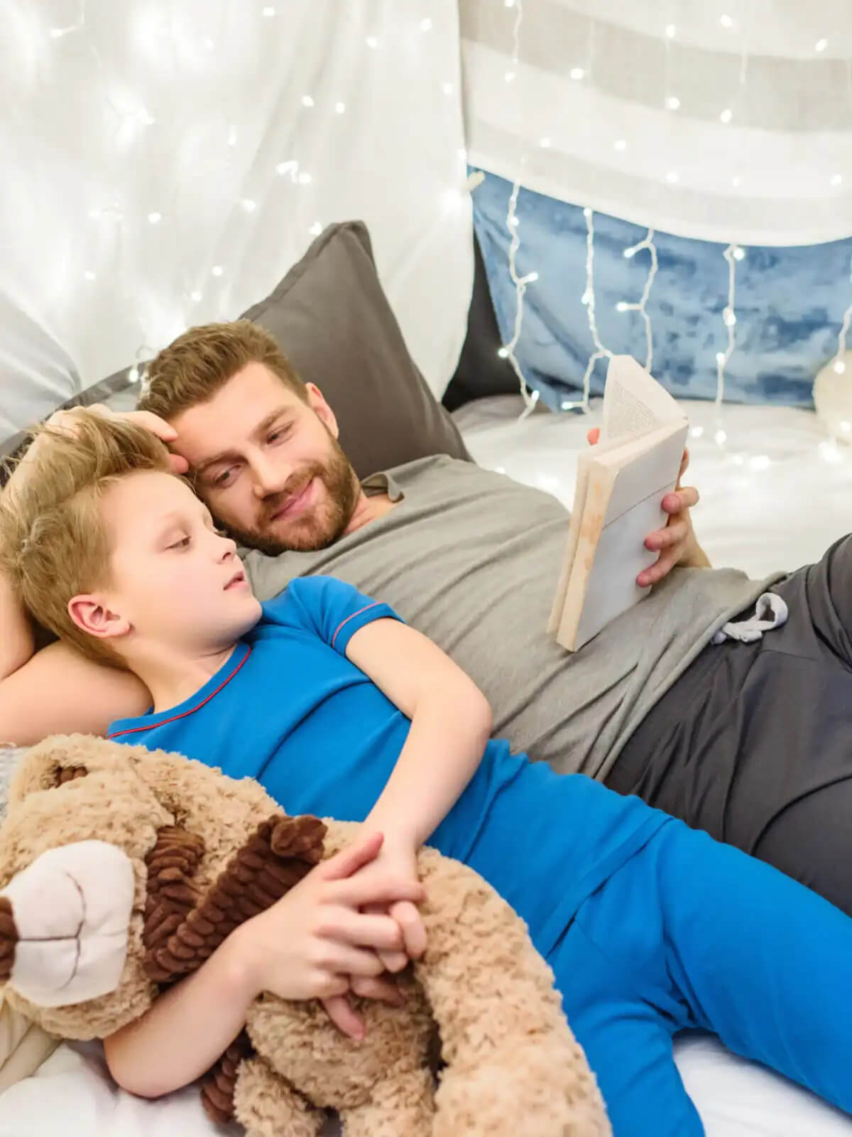 toddler reading a book