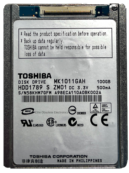 New Toshiba MK1011GAH 100GB HDD Hard Drive Thick for Apple iPod Video & Classic