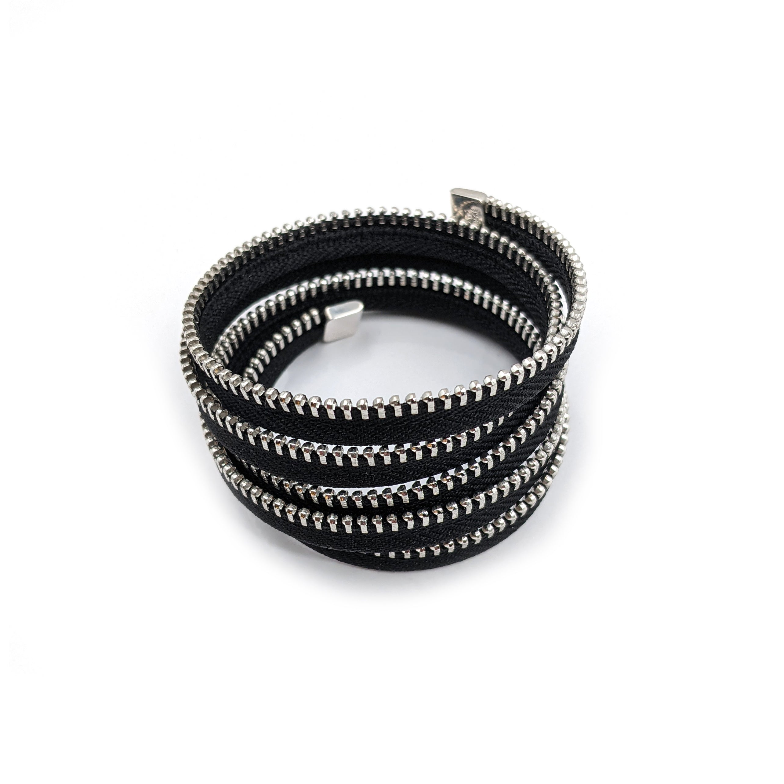 Wide Five Coil Bracelet, Silver