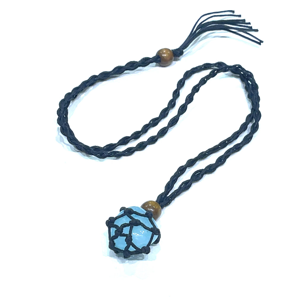 Hemp Crystal Cage Necklace Black