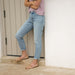 Image 3 Women's Huarache Sandal Almond Colorblock Women's Leather Slip On Nisolo on model