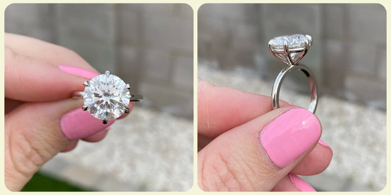 Round Cut Moissanite Engagement Ring - Danielle 6 Prong