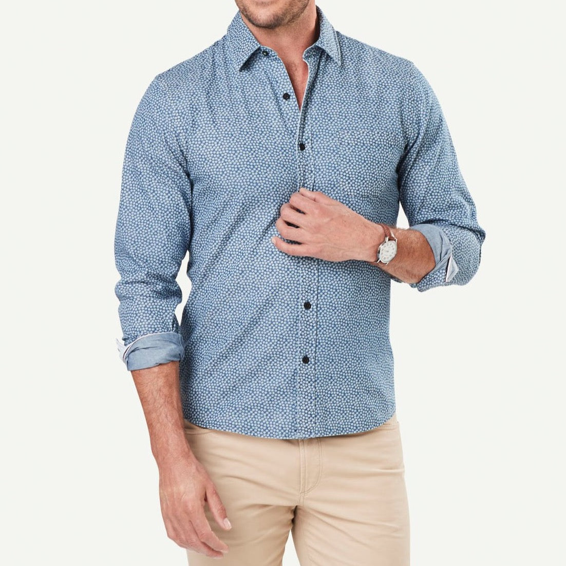 Gazman Tailored Casual Denim Print Shirt - Mainstreet Clothing