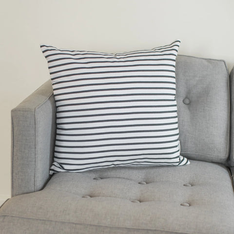 Gray and White Striped Throw Pillow