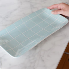 Blue Check Ceramic Serving Tray