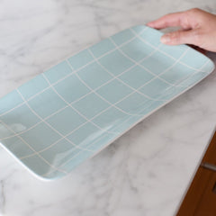 Blue Check Ceramic Tray