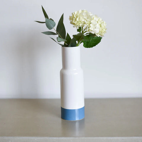 Large Blue Color Block Ceramic Vase