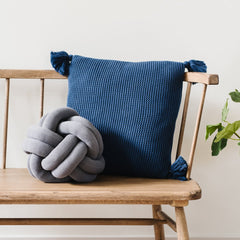 Navy Tassels Throw Pillows