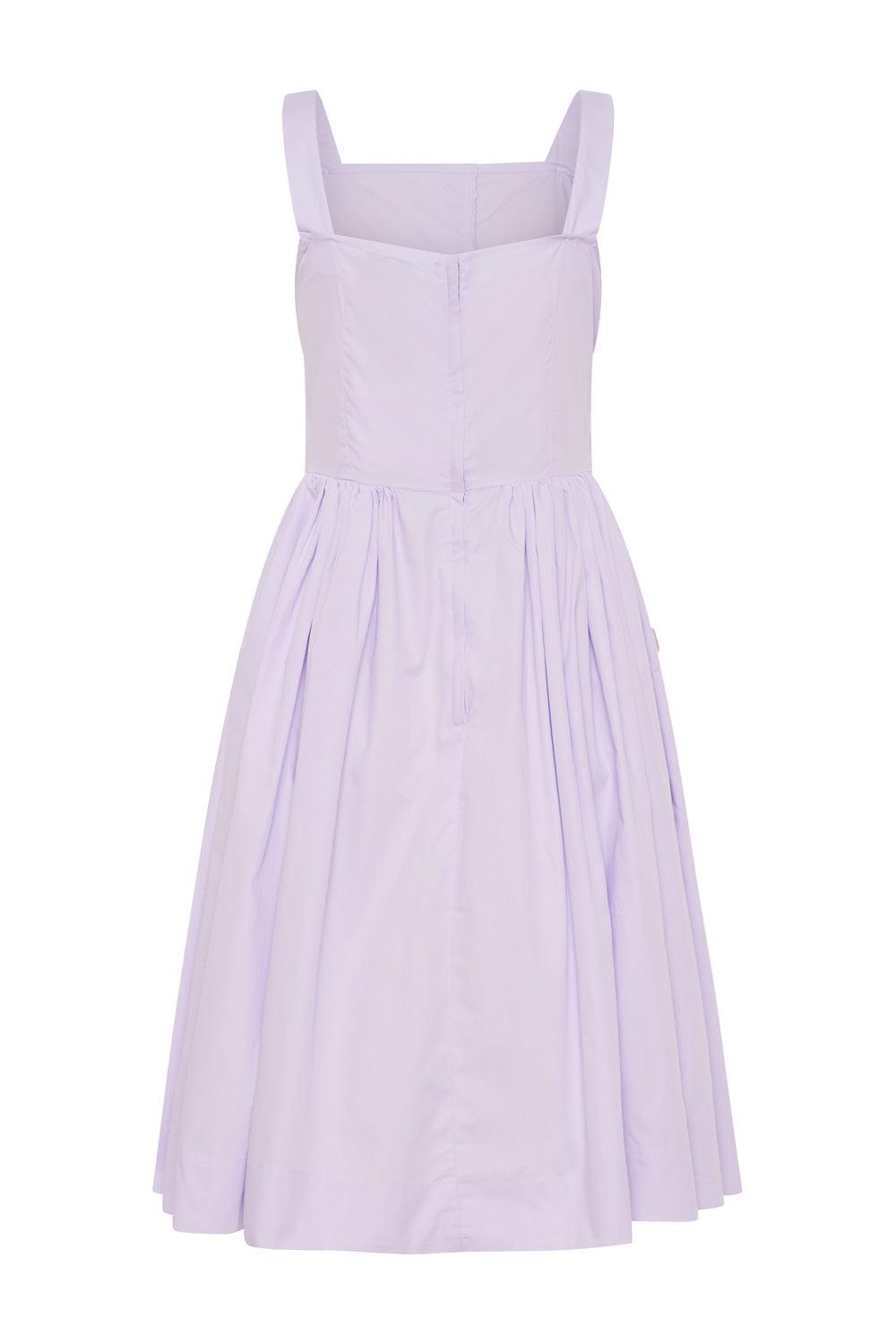 Milan Button Detail Dress Lilac – Belinda International