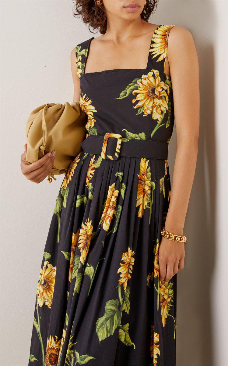 満点の herlipto Sunflower-Printed Midi Dress asakusa.sub.jp